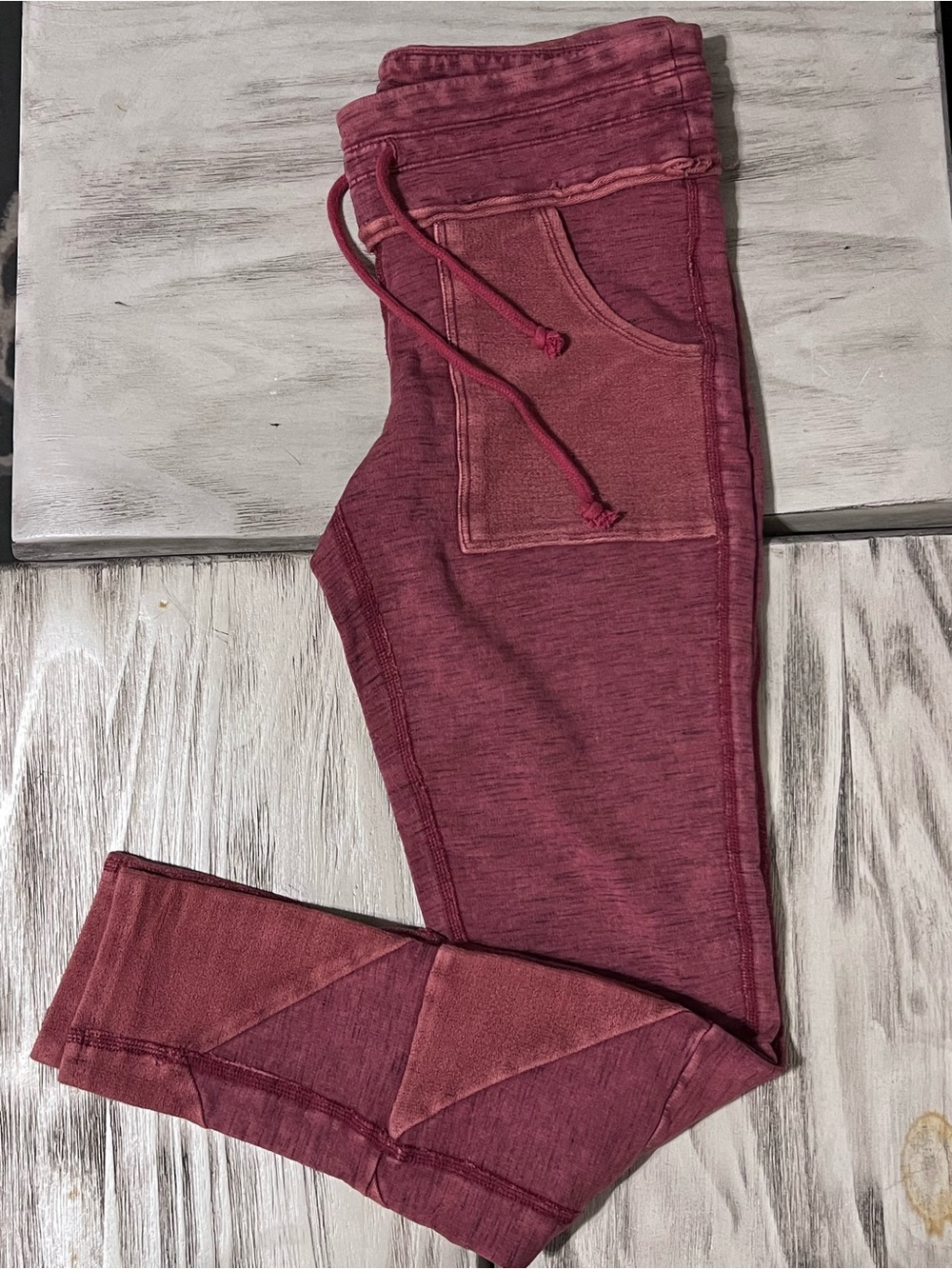 Free People Movement Small Washed Red Patchwork Jogger Sweatpants